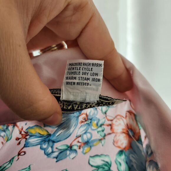 Vintage Satin Nightgown Lauren Alexandra Intimates Floral Pearl Sleep Shirt Vtg - Picture 12 of 12